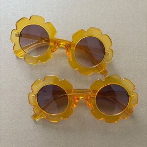 2 pair youth Yellow Flower-Shaped Sunglasses
